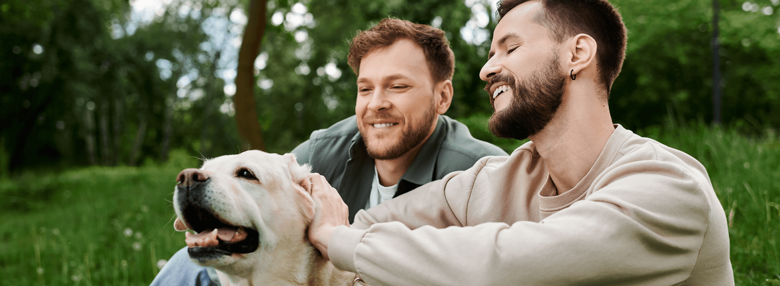 same sex couple with dog